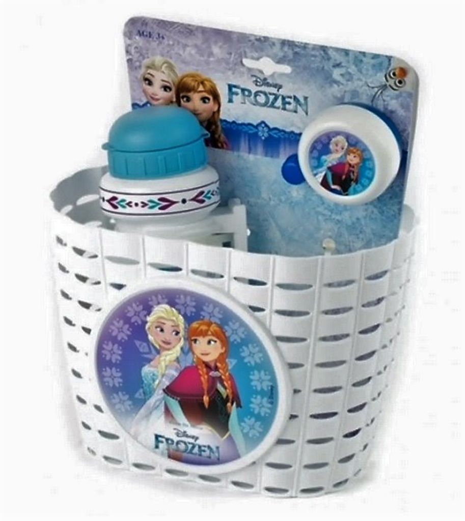 Widek "Frozen"-Set Kinderrad Korb, Glocke und Trinkflsche
