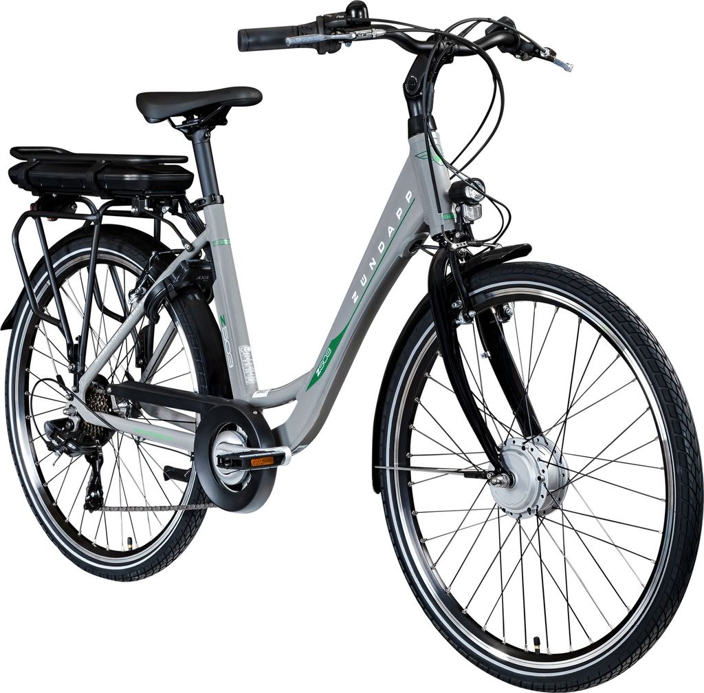 Zündapp Z503 E Bike Damen 26 Zoll Elektrofahrrad 155 - 175 cm Pedelec 7 Gang E Fahrrad 522 Wh grau/grün