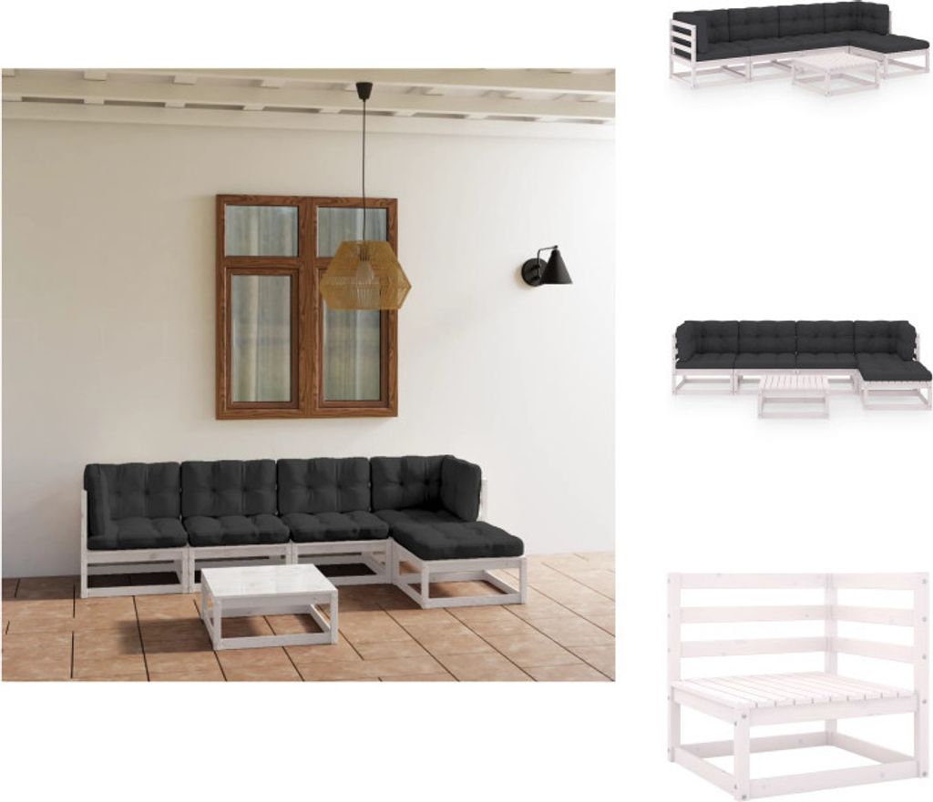 vidaXL 6-tlg. Garten-Lounge-Set mit Kissen Kiefer Massivholz - Gartenmöbel-Sets