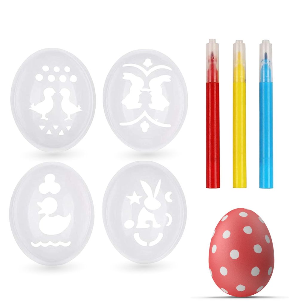 4er Ostereier Schablone Set inkl. Malstifte Ostern Produktbild 