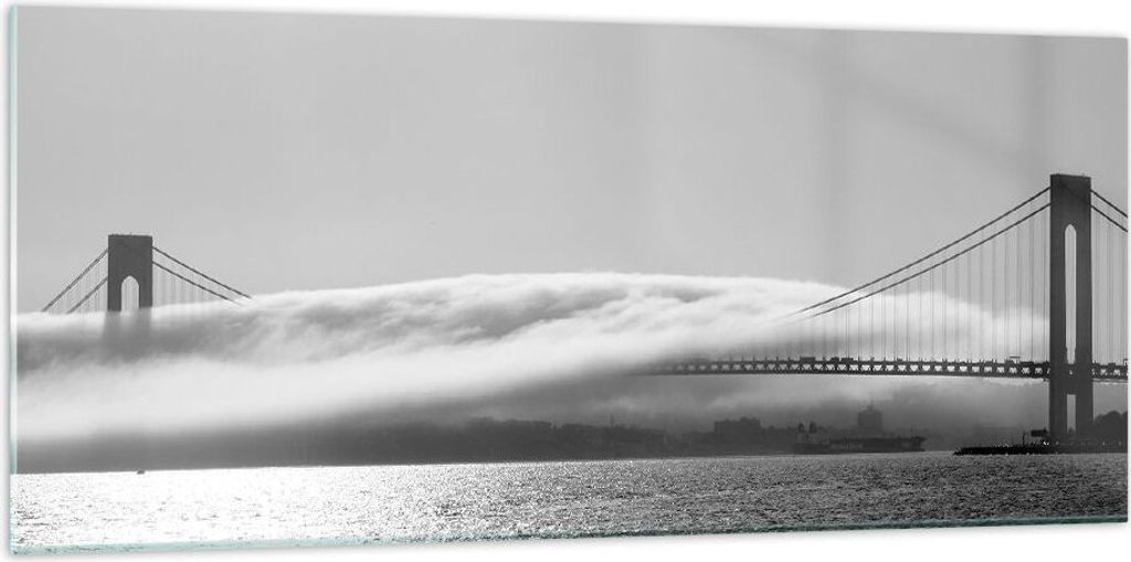 Bilder auf glas - Usa goldenes tor brücke - 120x50cm - Glasbilder - Wandbilder - Kunstdruck - zum Aufhängen bereit - Wanddekoration aus Glas - Gl...