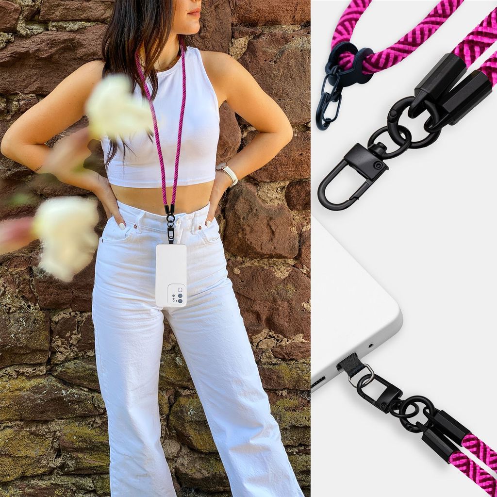 Cadorabo Handykette für Samsung Galaxy XCover 3 in PINK - Handy Hülle mit Verstellbaren Band Kordel zum Umhängen