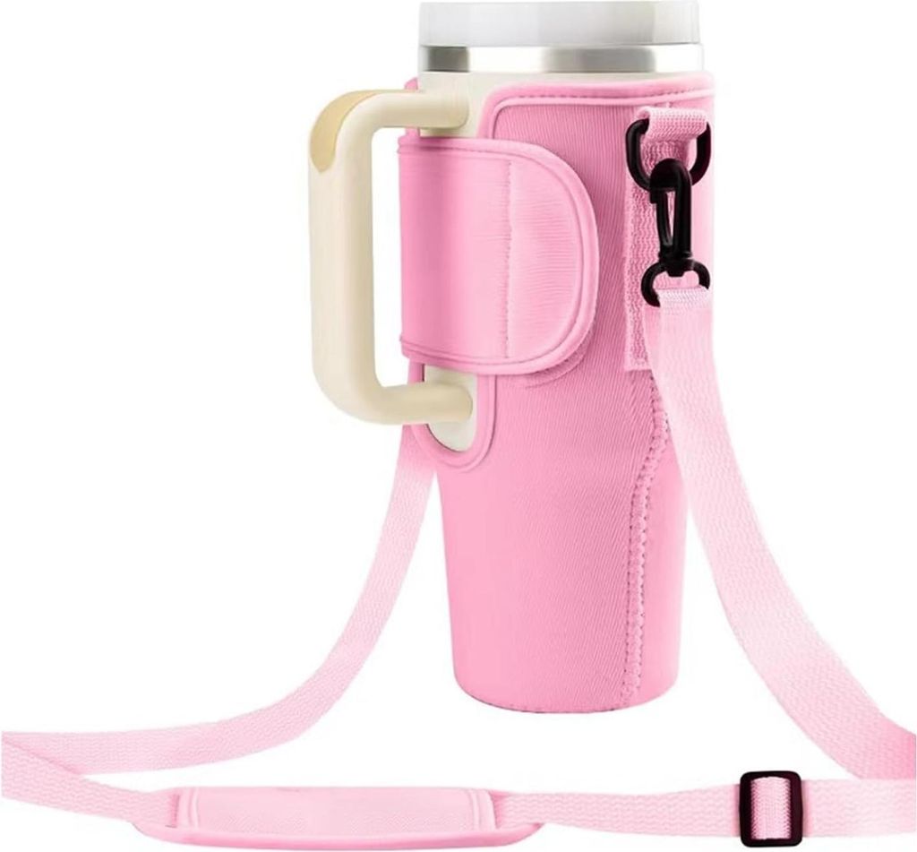 Allecto Plus - Tragetasche für Wasserflaschen mit verstellbarem Schulterriemen - Rosa - Ideal zum Wandern und Campen mit Stanley Tumbler 40 oz - P...