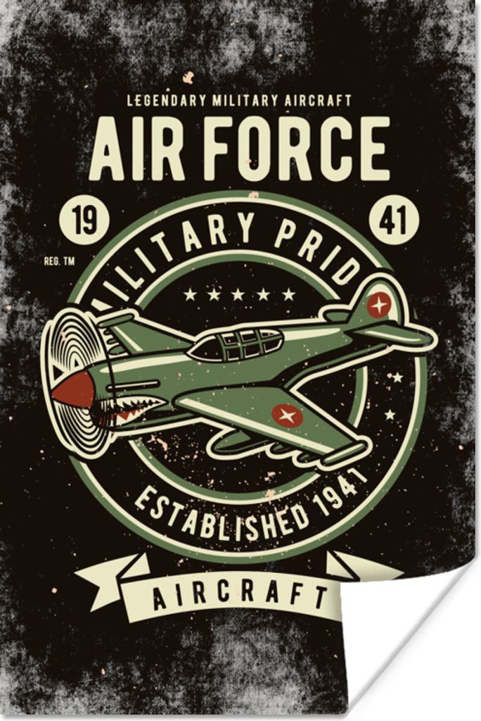 MuchoWow Poster Mancave - Flugzeug - Retro - Zitat 120x180 cm - Kunstposter
