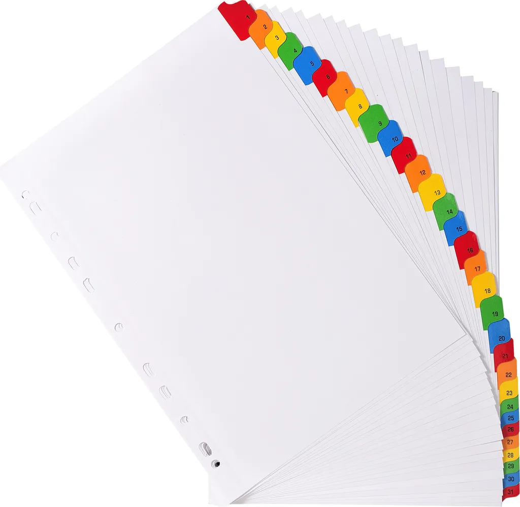 Intercalaires A4 pour organisation mensuelle 1-31 Exacompta Blanc