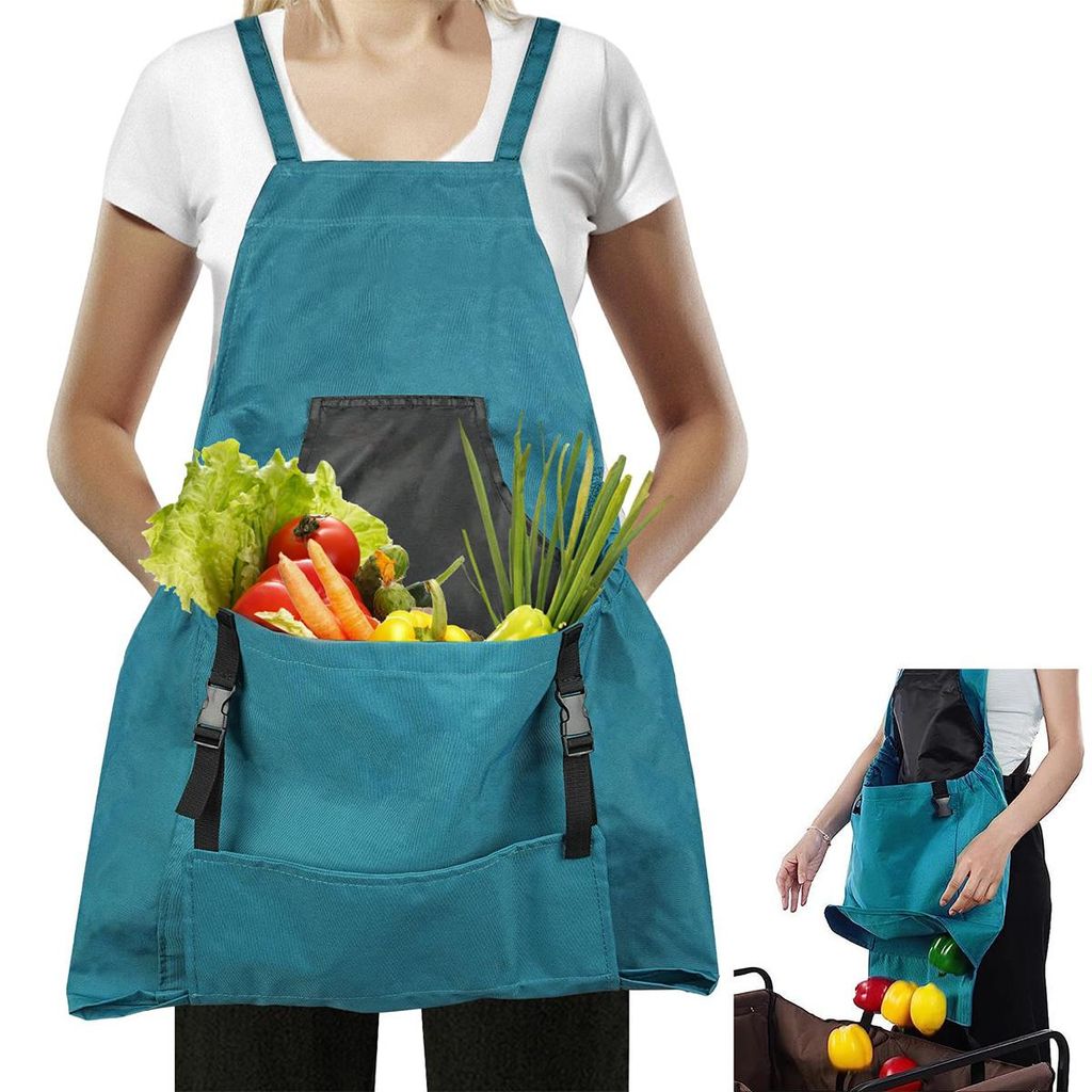 Wasserdichte Garten-Schürze mit Schnellverschluss-Tasche, verstellbaren Kreuzgurten und ärmellosem Design – robust für Gartenarbeit, grün