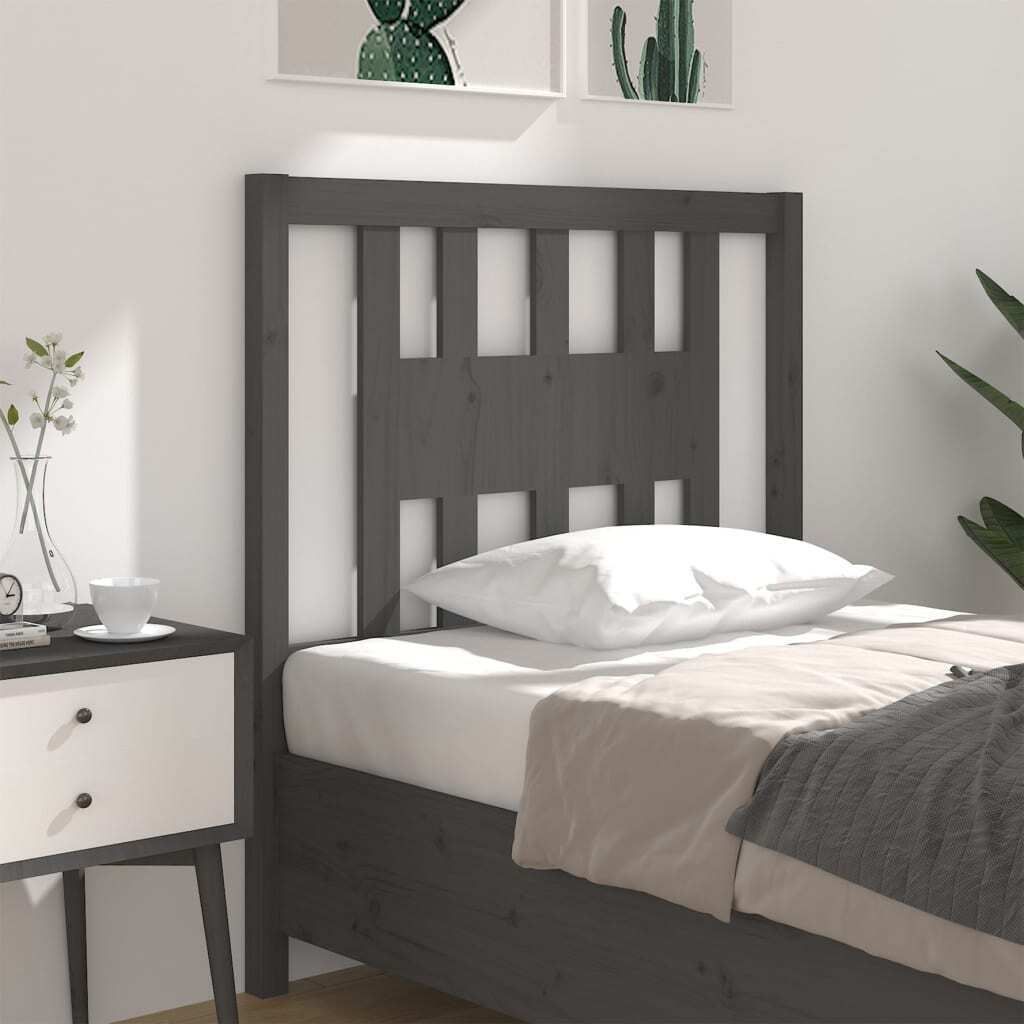 vidaXL Kopfteil Grau 106x4x100 cm Massivholz Kiefer - Produktbild 