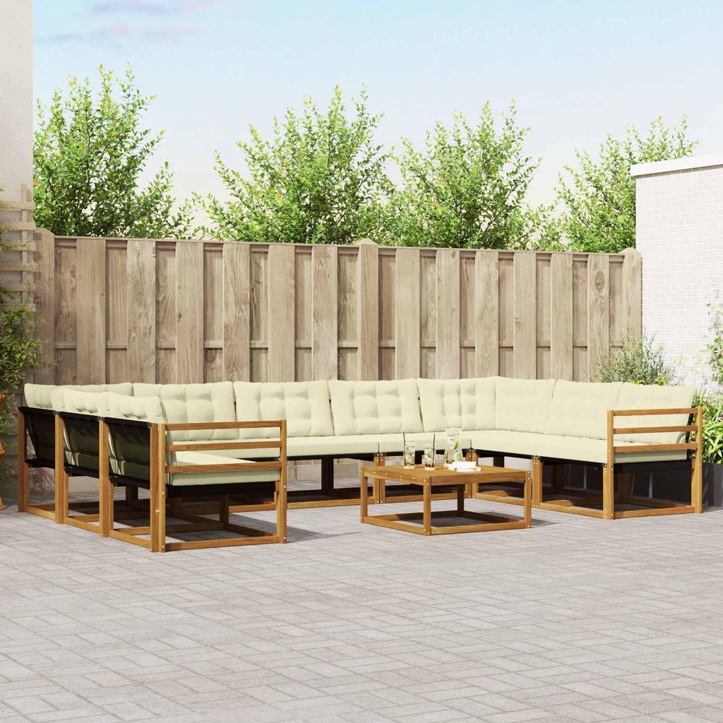 "Neues Produkt" Outdoor-Sofagarnitur ANTI-UV - CLORIS - mit Kissen - 10 pcs - Natur und Creme - Modern Gartensofas V968