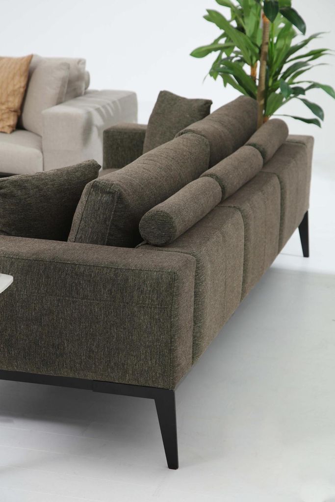 Zweisitzer Sofa 2 Sitzer Stoff Grau Modern Design Wohnzimmer Polyester