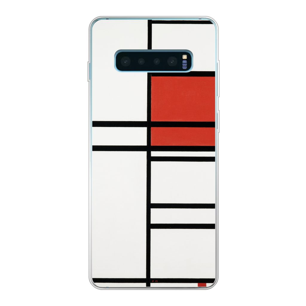 MuchoWow Handyhülle Schutzhülle Hülle für Samsung Galaxy S10 Lite Komposition mit Rot und Weiß - Piet Mondrian Silikon Softcase Handy Hülle...