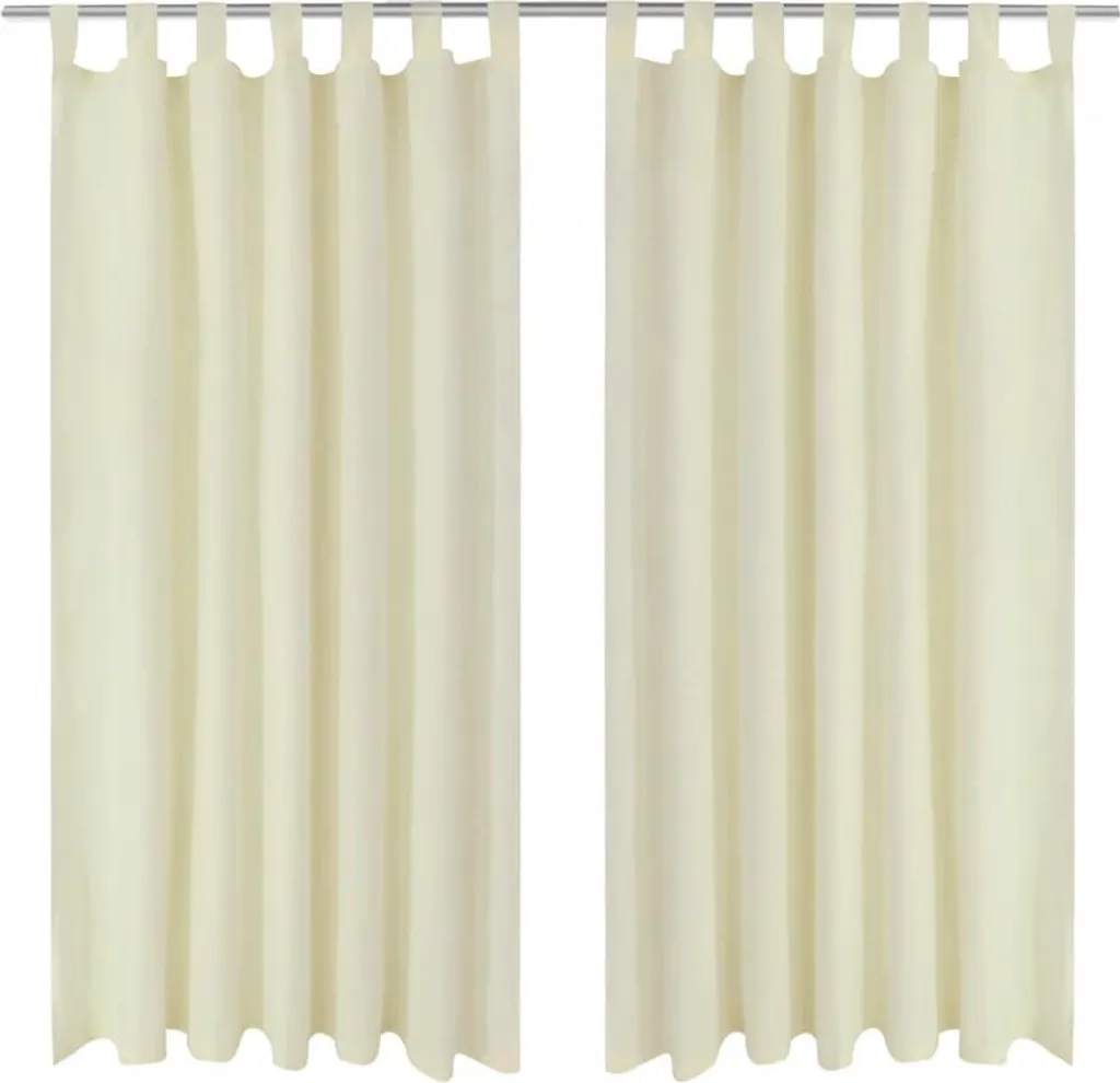 Rideaux satin 140x245 cm crème lot de 2 au tombé fluide et soyeux