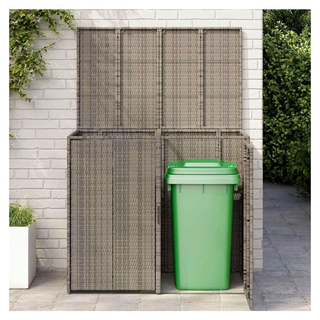 Mülltonnenbox 2 Stück Grau 65 x 80 x 115 cm Polyethylen Rasen, Innenhof