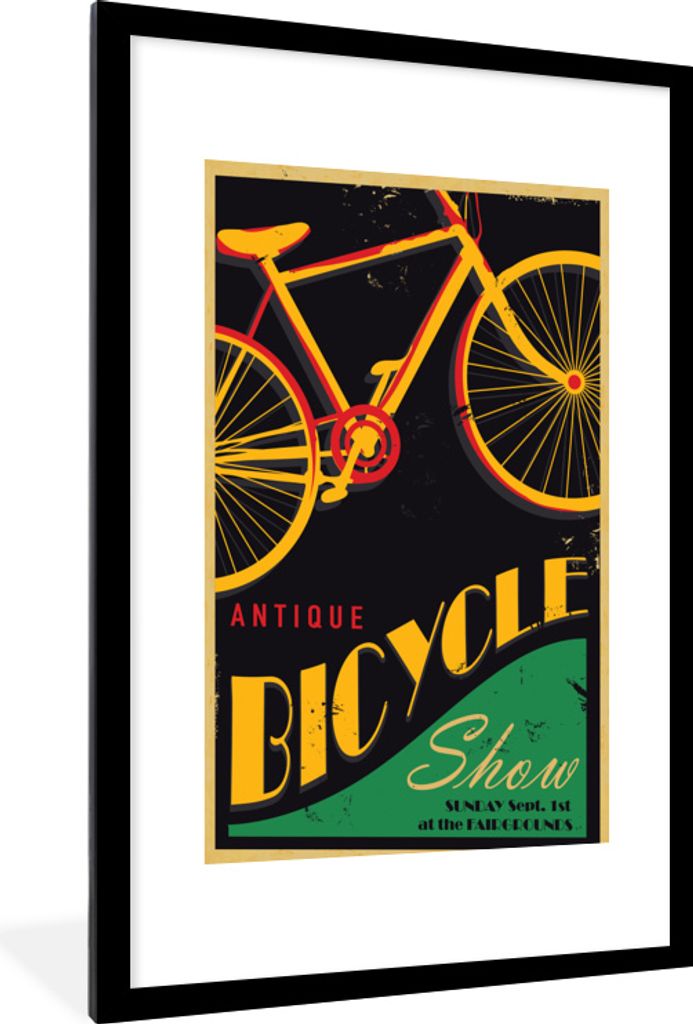 MuchoWow MuchoWow Gerahmtes Poster Vintage Poster Fahrrad 60x90 cm - Poster mit zchwarzem Bilderrahmen - Dekoration - Wandposter Wohnzimmer - H...