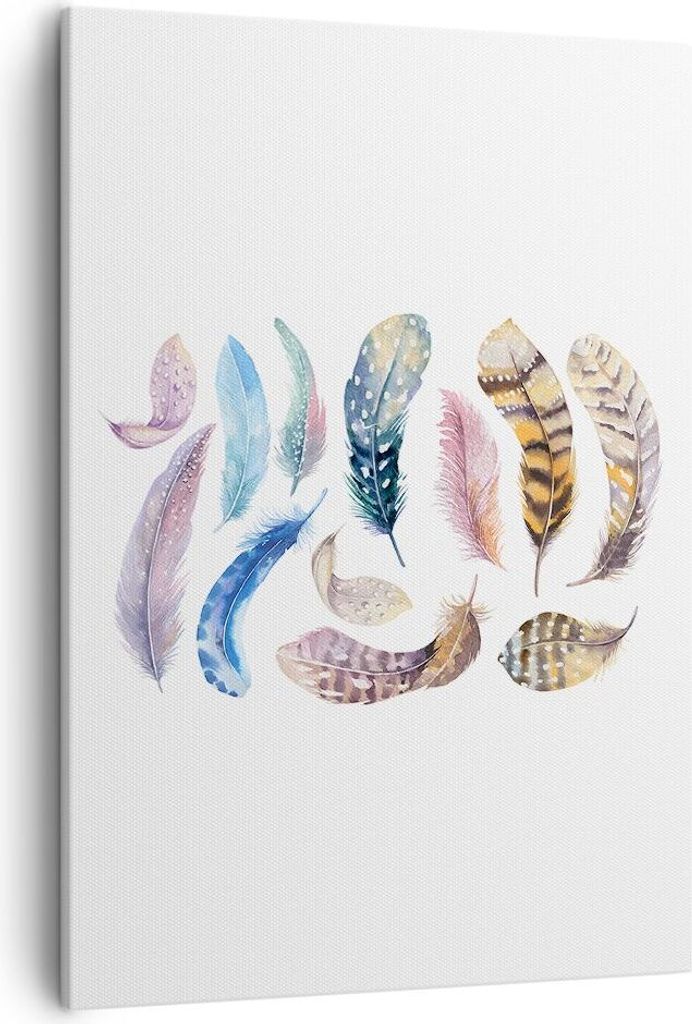 Bild auf Leinwand - Leinwandbild - Einteilig - Federn Vögel Tiere Komposition - 50x70cm - Wand Bild - Wanddeko - Wandbilder - Leinwanddruck - Wand...