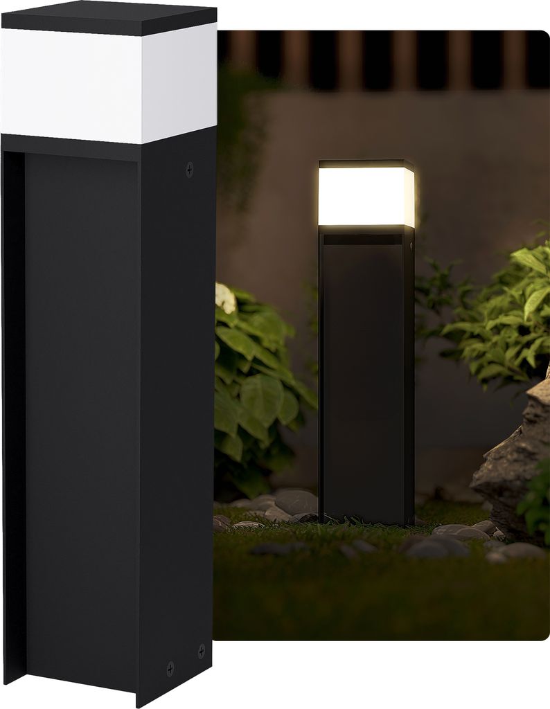 SSC-LUXon ZAVO Pollerleuchte Lichtsäule Wegeleuchte Standleuchte schwarz IP44 - Gartenlampe Wegelampe für draußen 230V