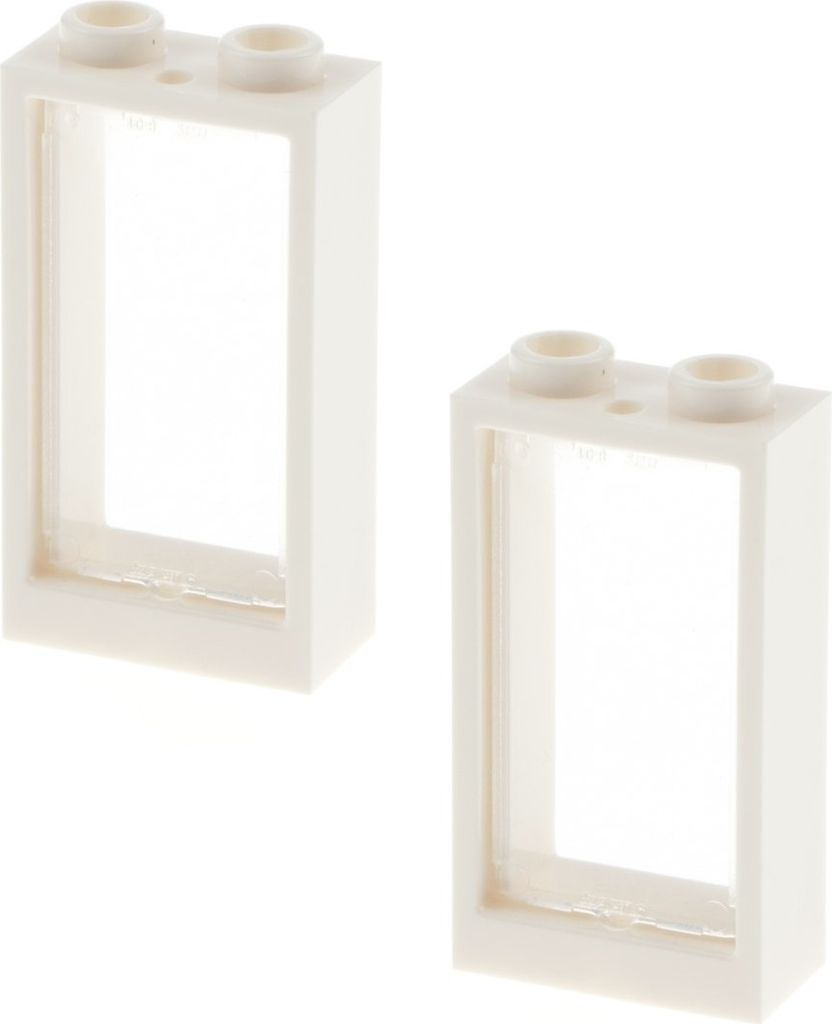 2x Lego Fenster Rahmen 1x2x3 weiß Scheibe transparent weiß Haus 60602 60593
