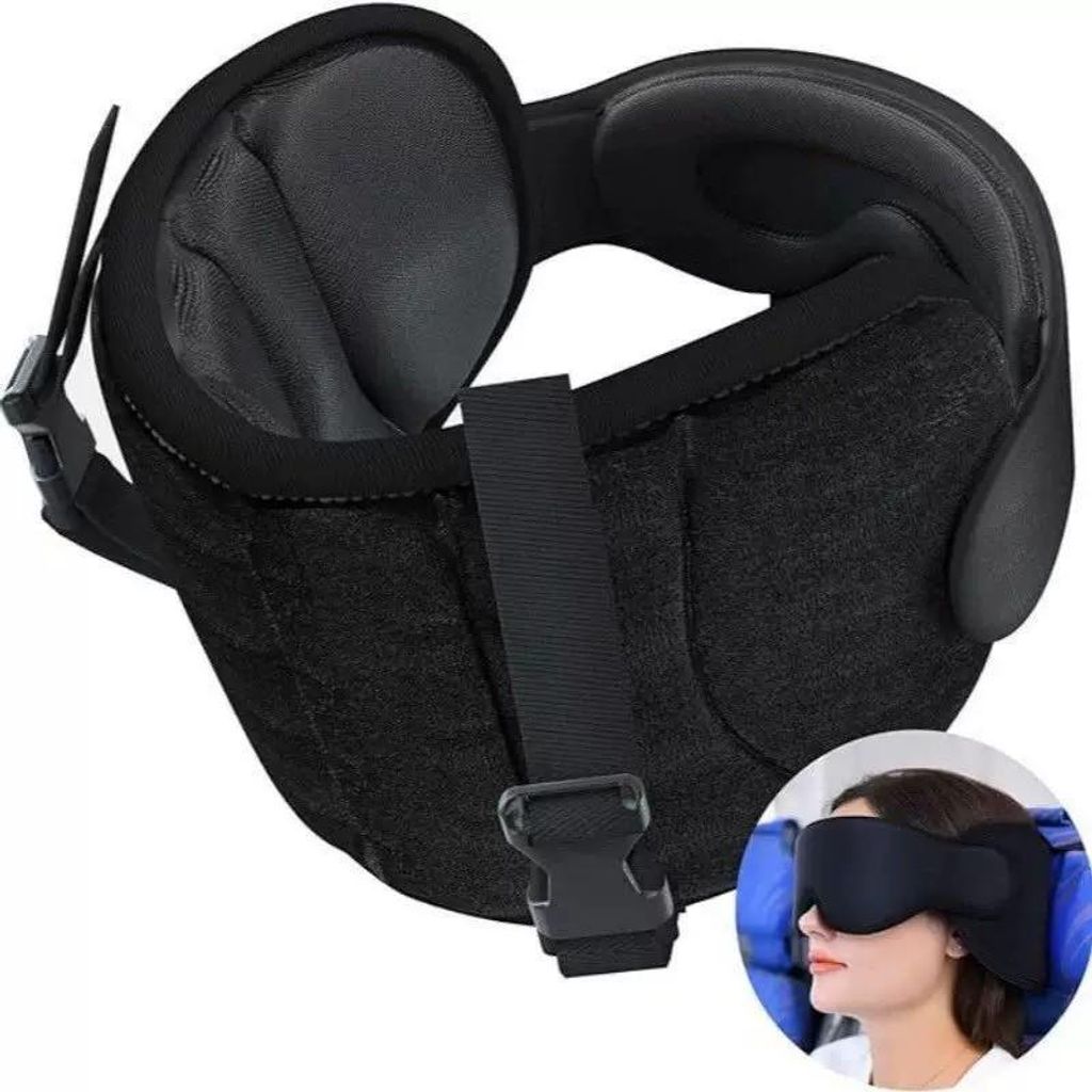INF Poduszka podróżna z maską na oczy bawełniana 360° Zdjęcie produktu 