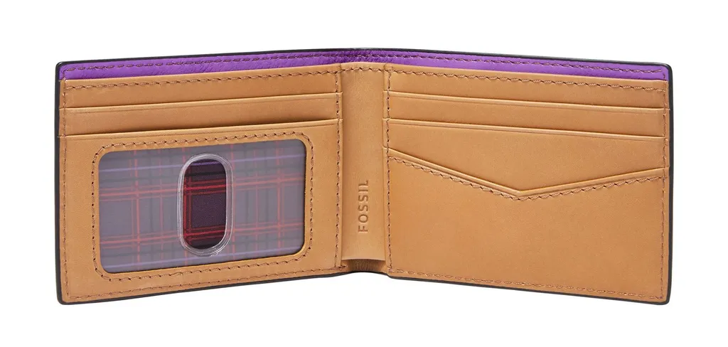 Fossil Steven Wallet Bifold: Pelle Viola e Design Front Pocket Sottile - 2