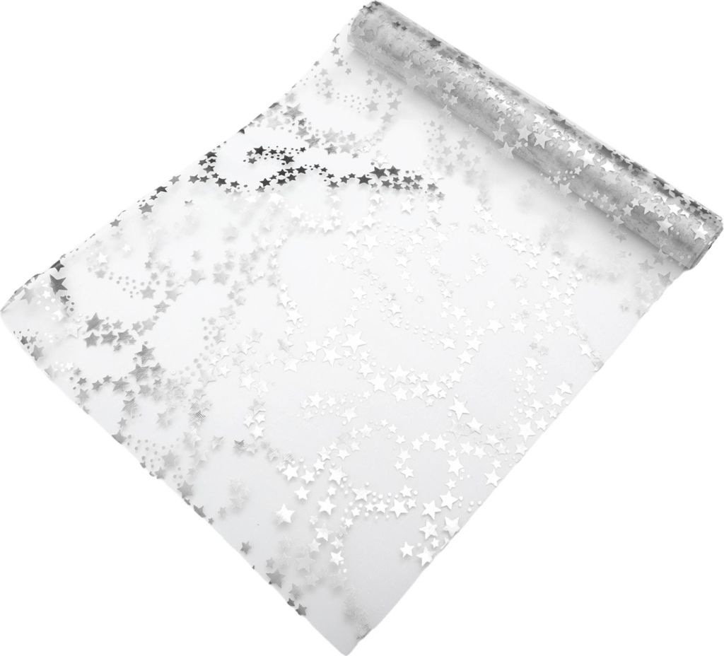 Tischläufer, Glänzendes Sternmuster Tischdekoration, Polyester Tischläufer für DIY-Partys Hochzeiten Geburtstage Tischdekoration, 275x28cm, Sil...