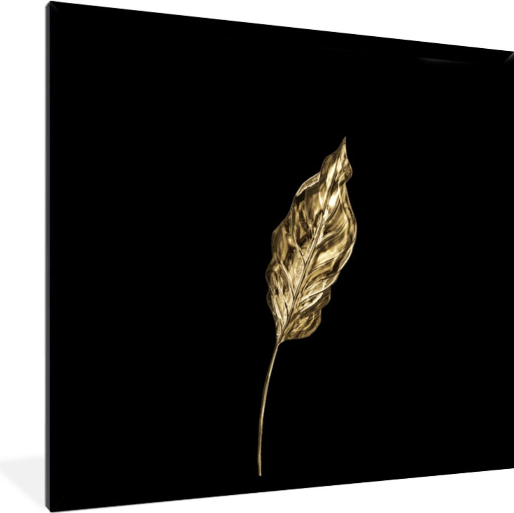 MuchoWow® MuchoWow® Gerahmtes Poster Blatt - Gold - Pflanze Produktbild 
