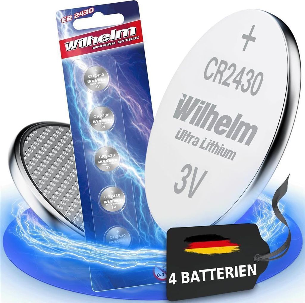 4 x Wilhelm CR2430 Blister Lithium Knopfzellen