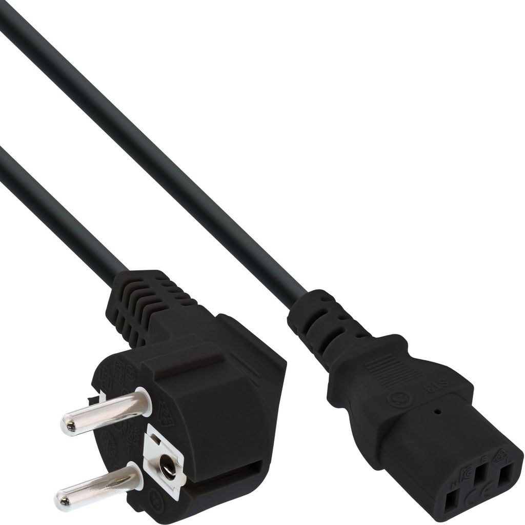 InLine Netzkabel, Schutzkontakt gewinkelt auf Produktbild 