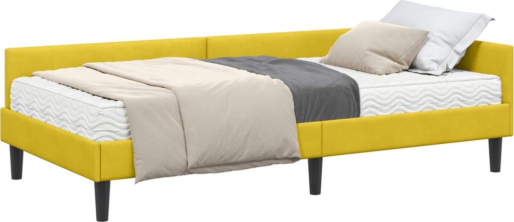 vidaXL Eckbettgestell mit Matratze Sonstiges 2 pcs Gelb Samt