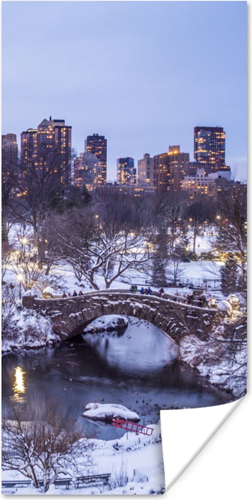 MuchoWow Poster New York - Central Park - Winter 40x80 cm - Dekoration