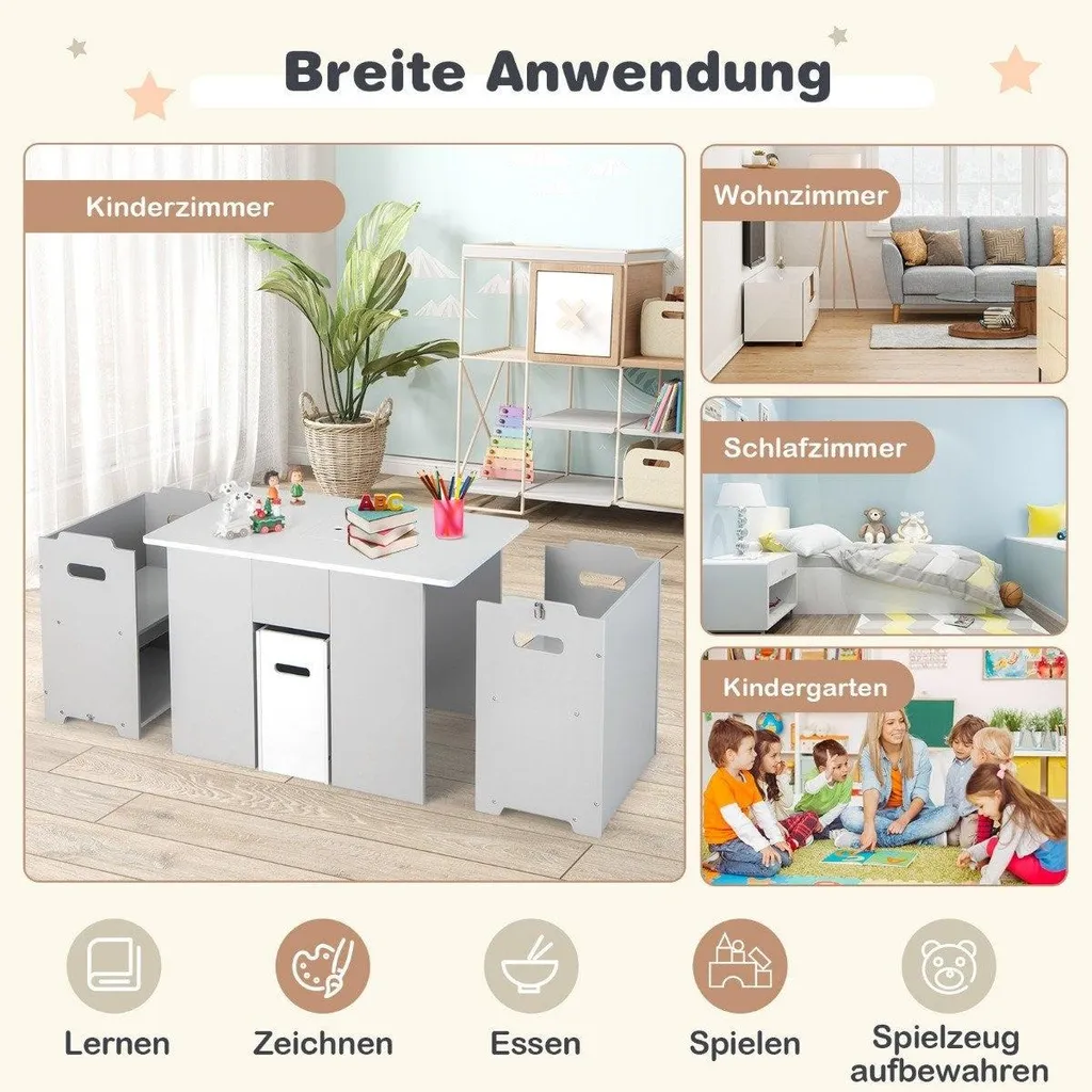 Table multi-activités 4 en 1 et chaises empilables pour chambre enfant - 3