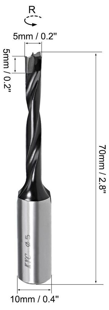 Bohrer fš¹r Holz 5mm x 70mm Vorw?rts Drehen HSS Zimmerei
