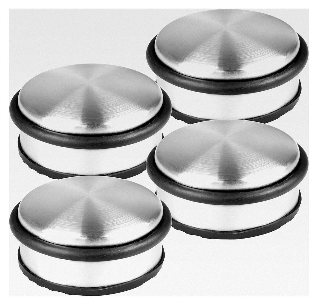 Türstopper Set mit 4 Stück, aus massivem Edelstahl - Schwerer Türstopper mit 1,2 Kg pro Stück, Türstopper im modernen Design mit Gummiring zum...