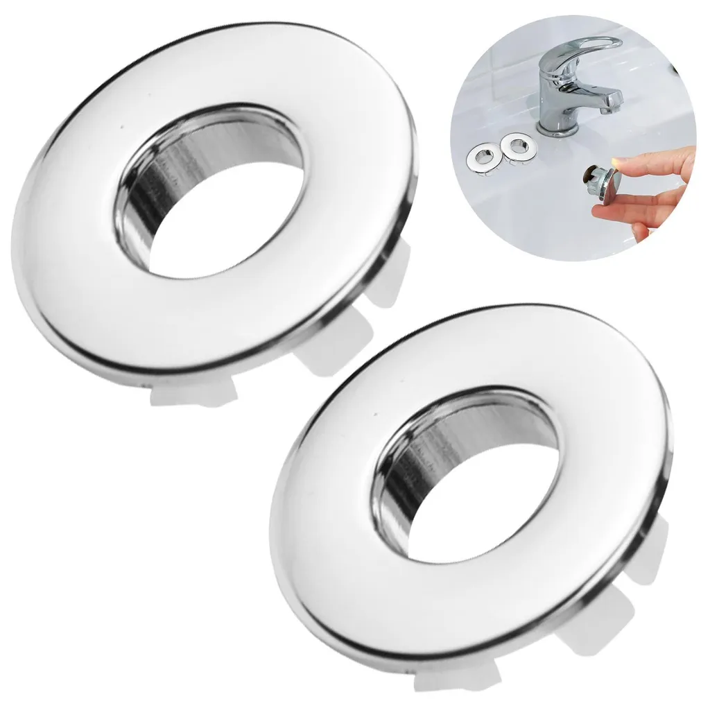 Anneau de trop-plein lavabo argenté 22-24mm lot de 2 pièces chromé
