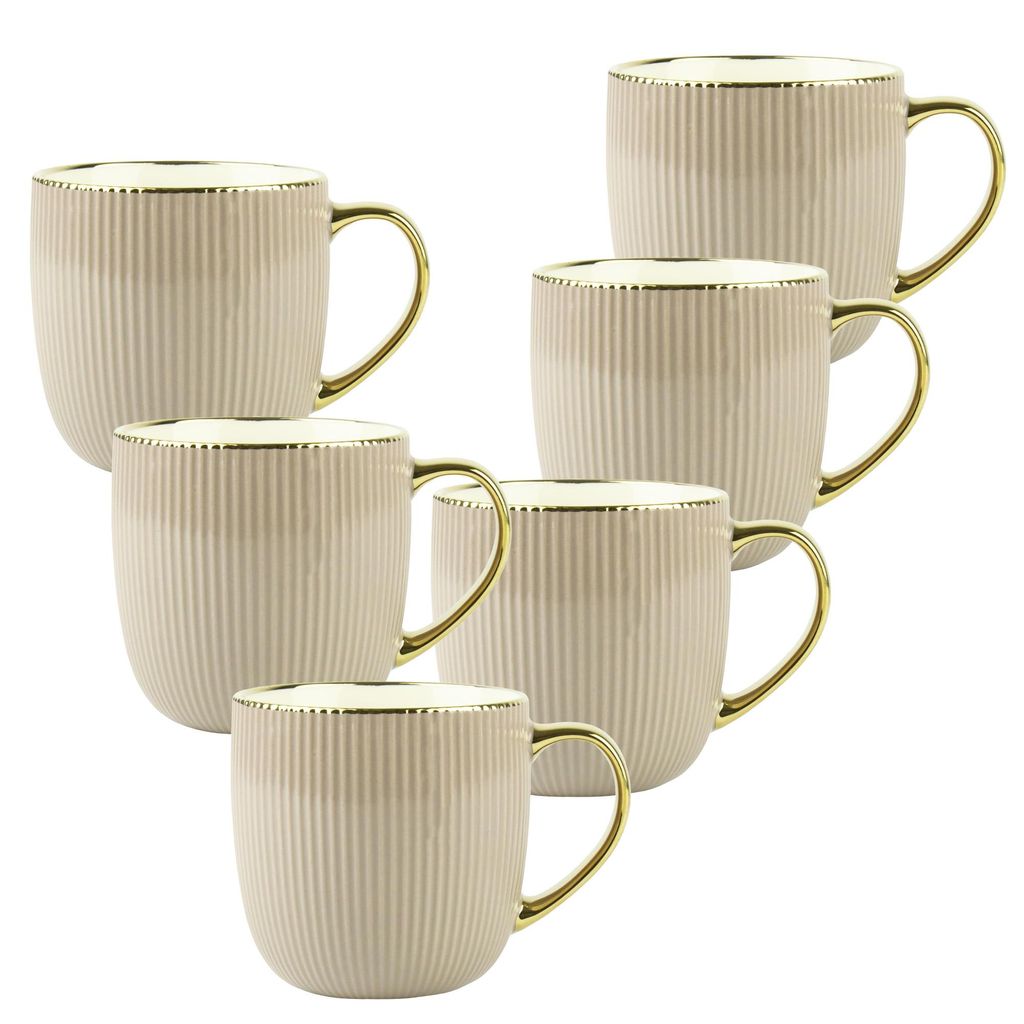 Porzellan Tassen Set 6x 400 ml – Latte Kaffeebecher mit Produktbild 