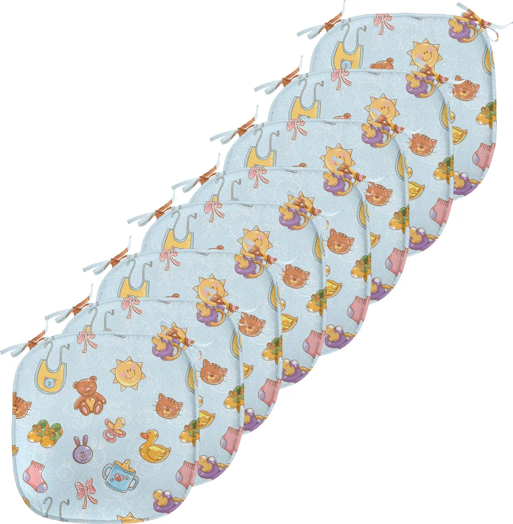 Coussin de siège imperméable lot de 8 avec sangles 40x40cm motif ours