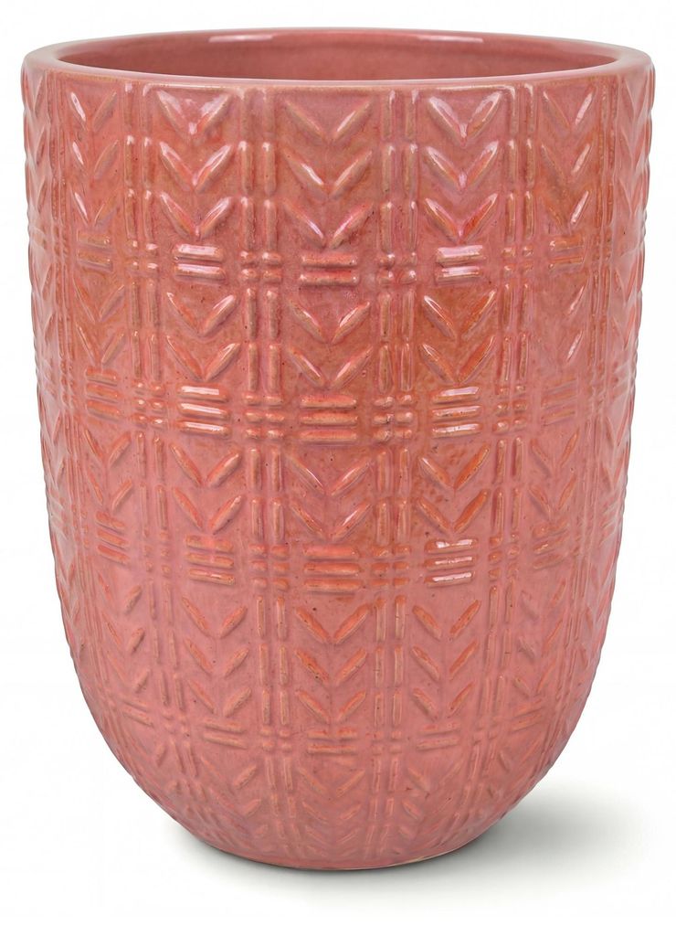 Provencelia Keramik Pflanzkübel Mercure Hellrosa, Ø51 x H63 cm, frostbeständig, handgefertigt, glasiert, Outdoor, Terrasse, winterfest