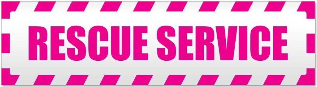 Kiwistar Rescue Service gestreift Magnetschild Schild magnetisch - 60cm Pink - Magnetfolie für Auto PKW Kfz