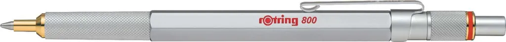 Rotring 800 Stylo Bille Rétractable Argent, Encre Noire Pointe M