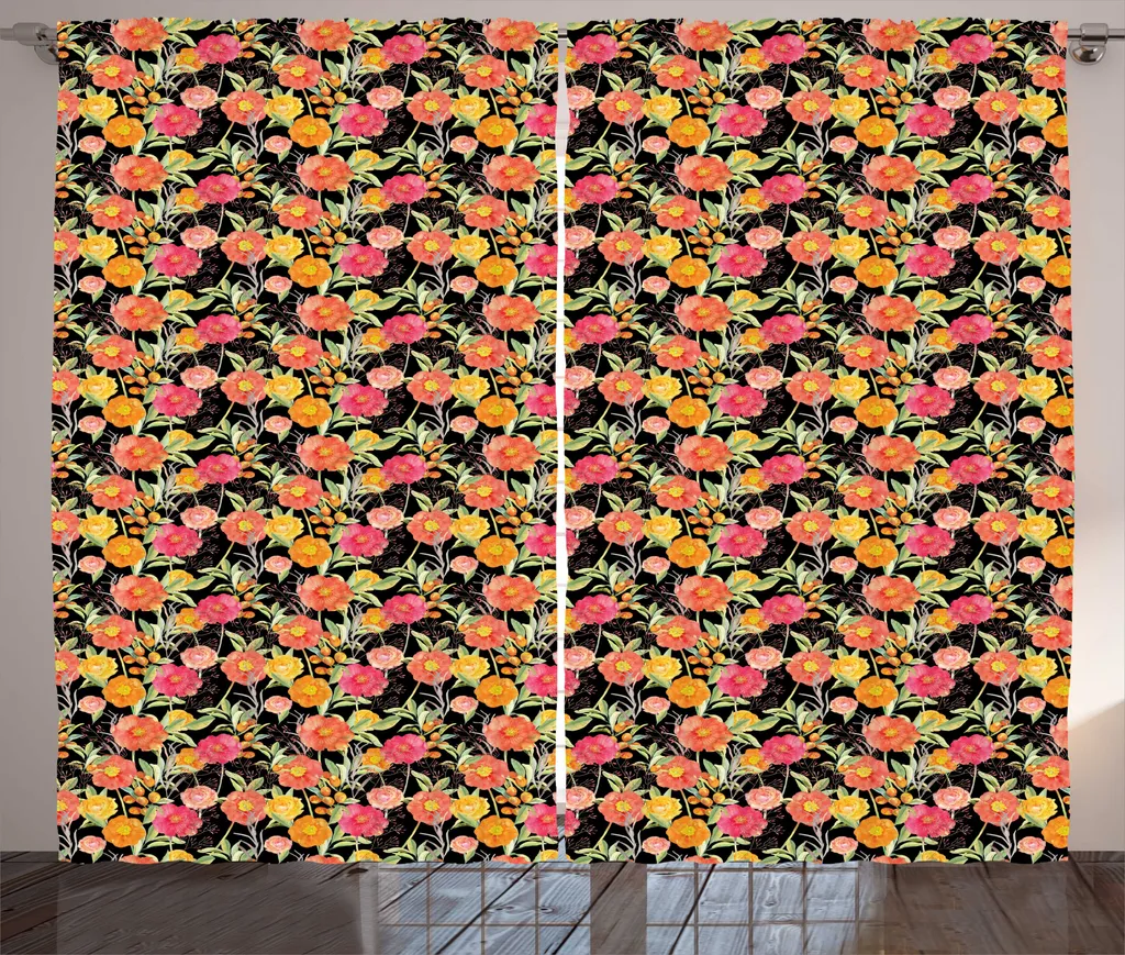 Rideau Décoratif pour Salon Motif Nature Prairie Vintage 280x225 cm Grand