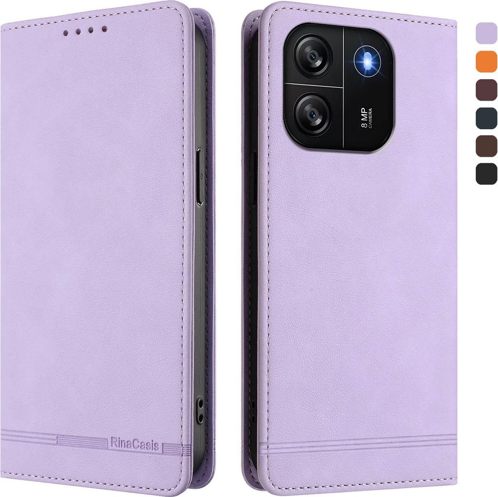Hülle für Blackview Wave 6C, Retro Kunstleder Ständer Klapphülle mit Kartenfächer und Magnetische Violett