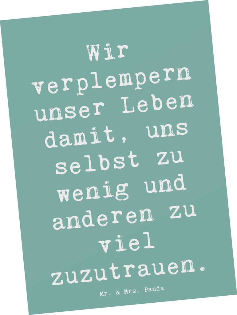 Mr. & Mrs. Panda Postkarte Spruch Leichtigkeit und Vertrauen - Meeresbrise - Geschenk, Postkarten, Blumenwiese, Zauber, Fotokarte, Selbstwert, Ansi...