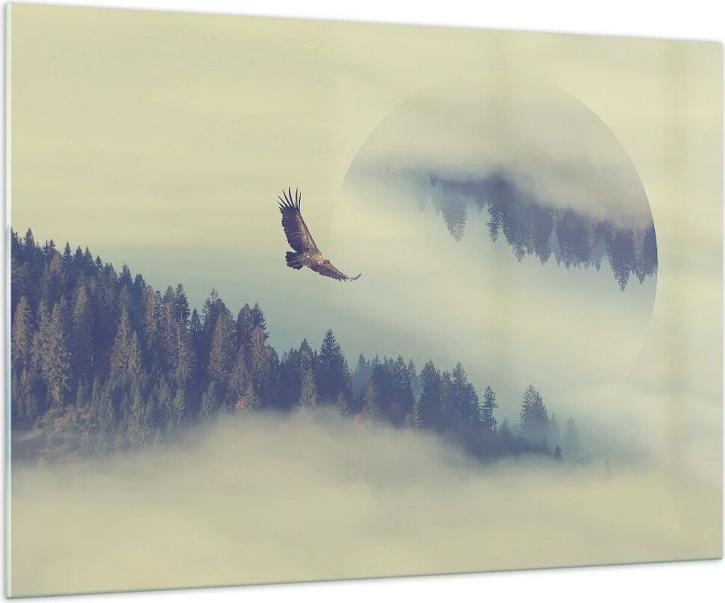 Bilder auf glas - Vogel Natur Wald - 100x70cm - Glasbilder - Wandbilder - Kunstdruck - zum Aufhängen bereit - Wanddekoration aus Glas - Glas Bilde...