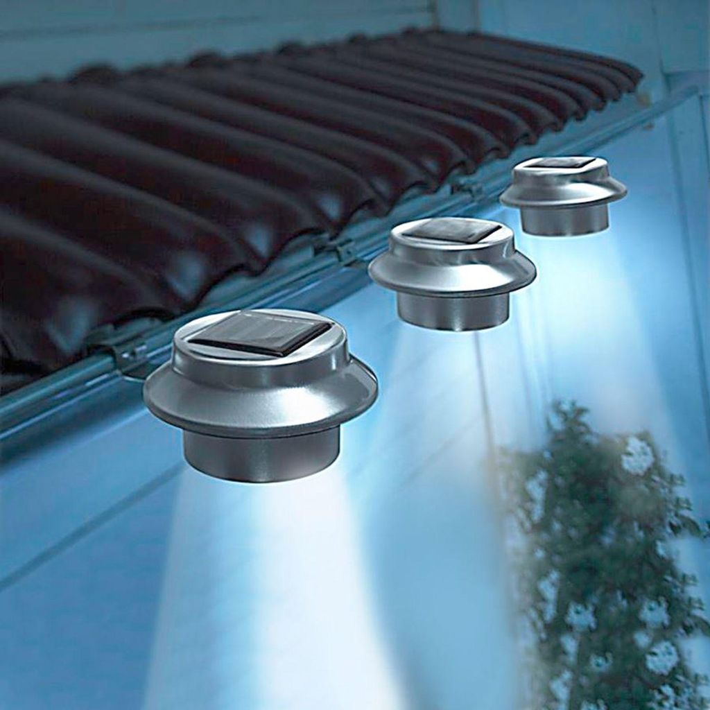 LED Dachrinnenleuchten 3er-Set aus Edelstahl Zaunleuchte Produktbild 