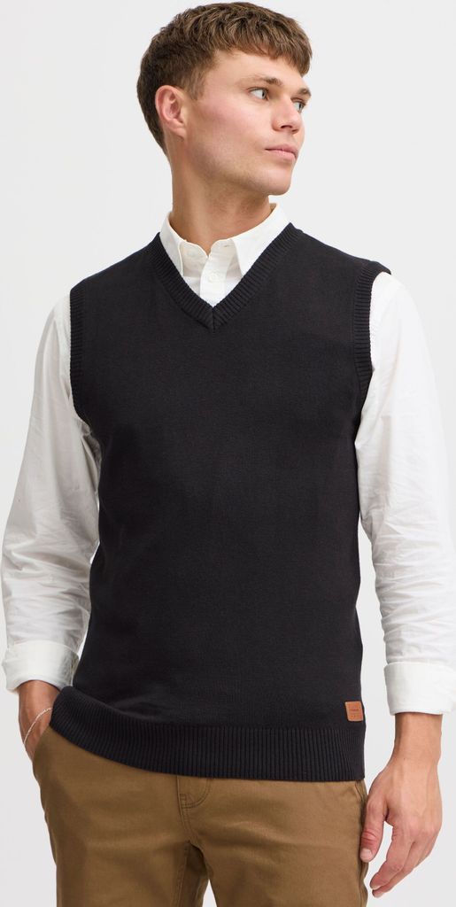 BLEND BHLarsson Herren Pullunder Strickweste Feinstrick Pullover ärmellos mit V-Ausschnitt Baumwollmischung Regular fit