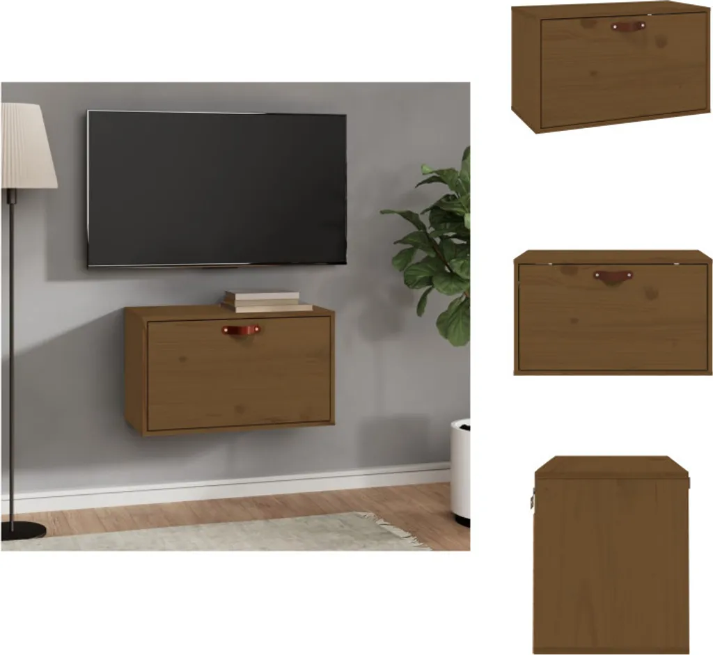 Mobile Pensile vidaXL Legno Pino 60x30x35 cm Marrone Miele Moderno