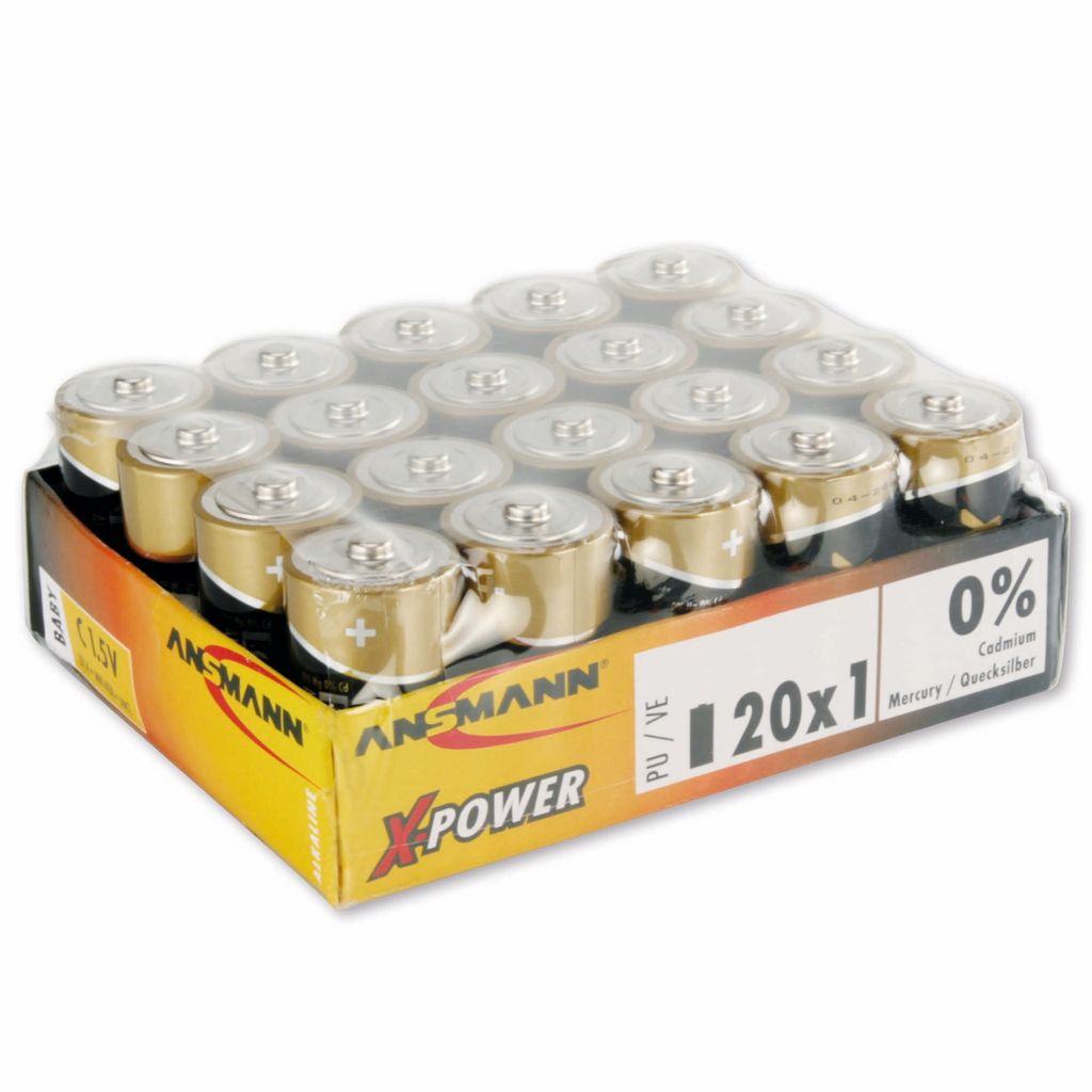 ANSMANN Baby C Alkaline X-Power Batterie Longlife Alkalibatterie 20er Pack
