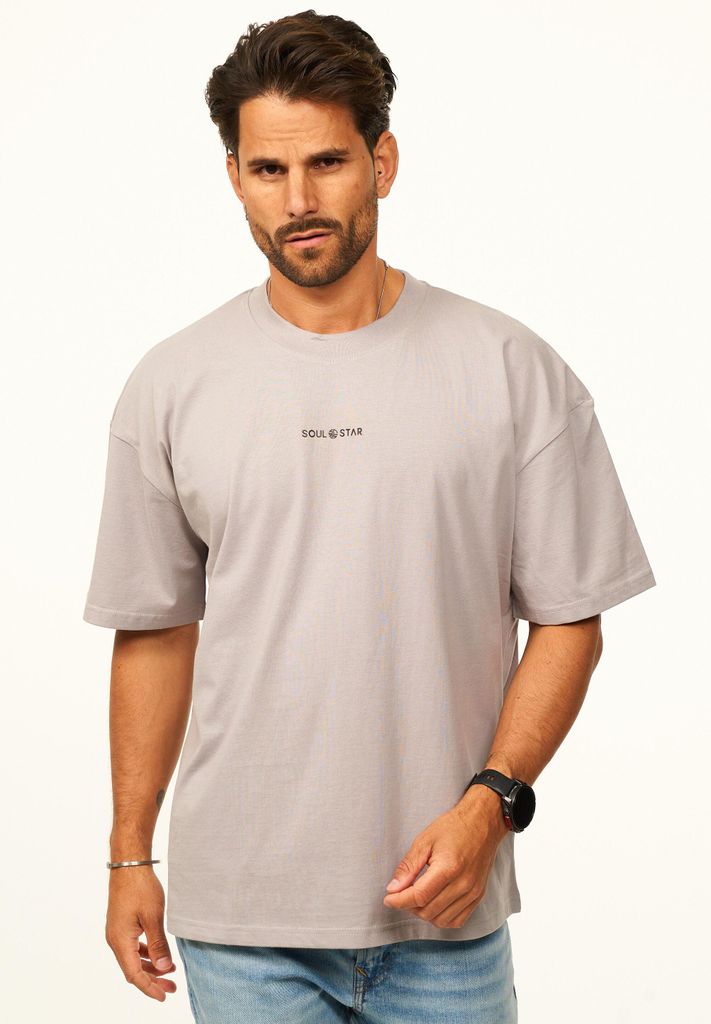 SOULSTAR Herren T-Shirt im Oversize Fit - Herren Kurzarm Shirt mit Rundhals-Ausschnitt Basic Oberteil Crew-Neck kurzärmlig aus 100% Baumwolle für...