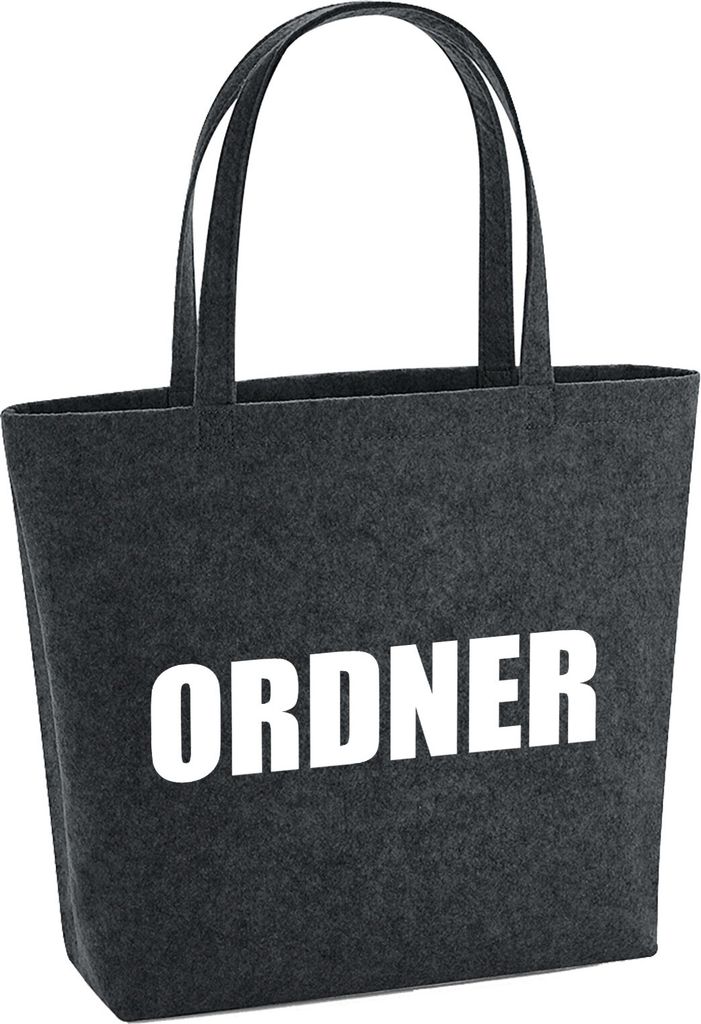Huuraa Filzshopper Ordner Schriftzug 22 Liter Charcoal Melange Filztasche Geschenkidee
