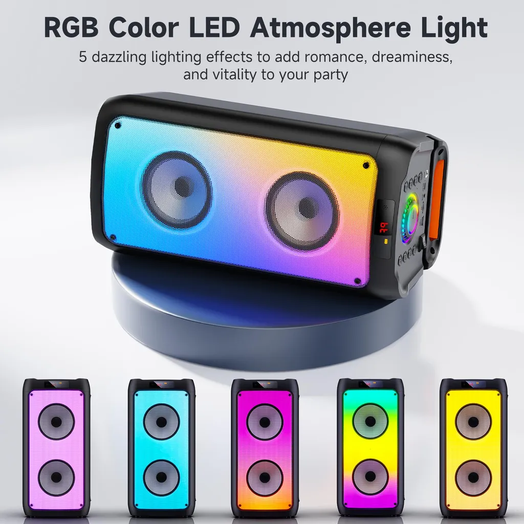 Machine karaoké Bluetooth 20W avec 2 micros sans fil et effets disco