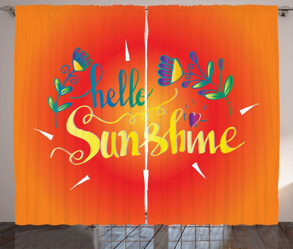 ABAKUHAUS Hallo Sonnenschein Rustikaler Gardine, Frühling in der Blüte, Wohnzimmer Universalband Gardinen mit Schlaufen und Haken, 280 x 225 cm, ...