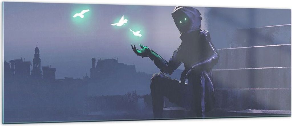 Bilder auf glas - Fantasie Kreatur - 140x50cm - Glasbilder - Wandbilder - Kunstdruck - zum Aufhängen bereit - Wanddekoration aus Glas - Glas Bilde...